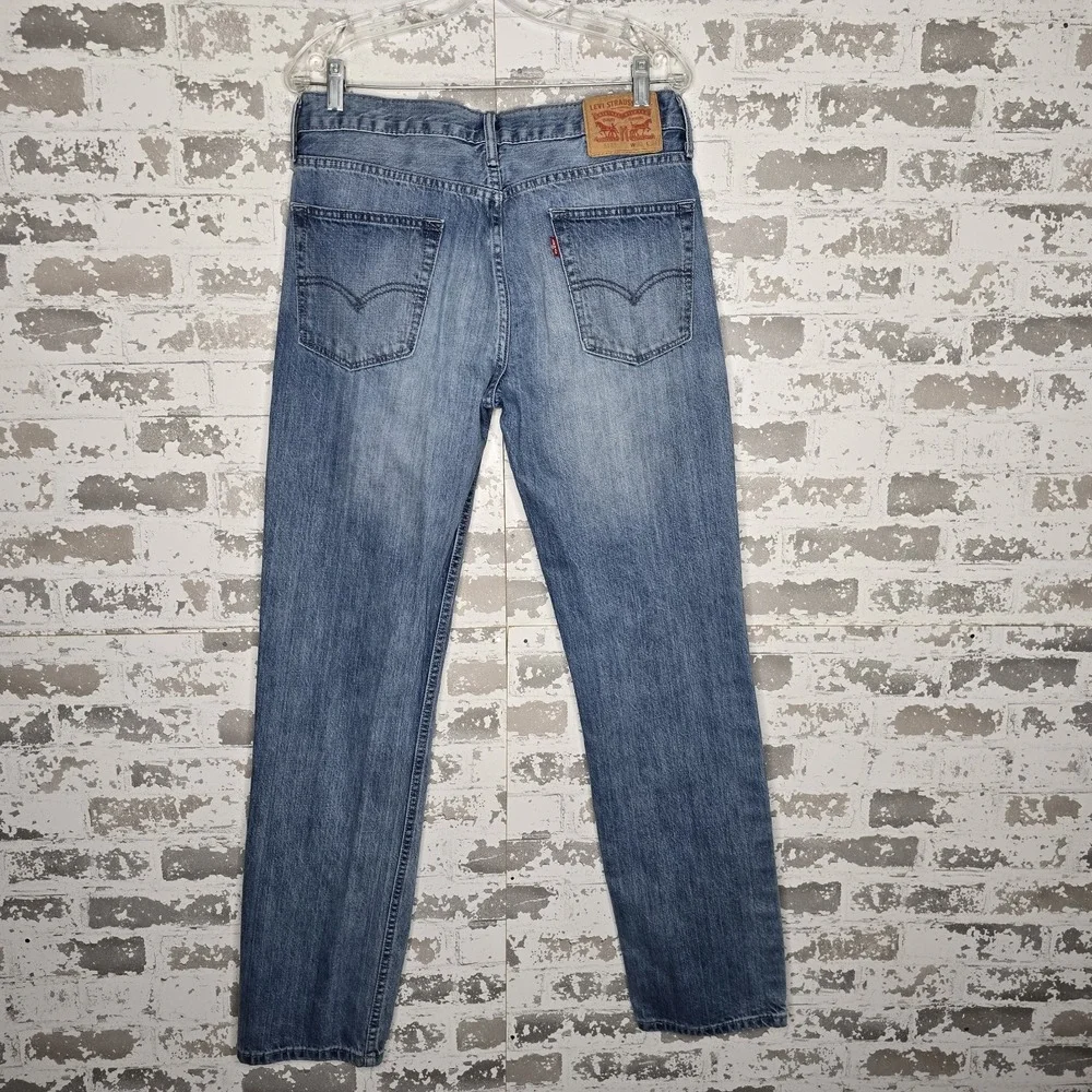 Levis‎ 511 Jeans Mens 32x34 Light Blue Wash Whiskered Denim Slim Straight Leg